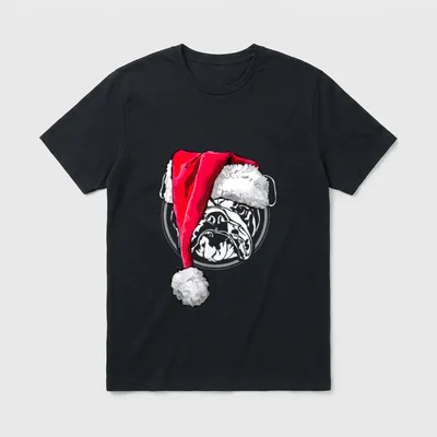 Lustige Englische Bulldogge Weihnachtsmann T-Shirt – Klassisches T-Shirt in Schwarz