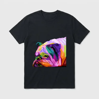 Englische Bulldogge Pop Art Porträt T-Shirt – Klassisches T-Shirt in Schwarz