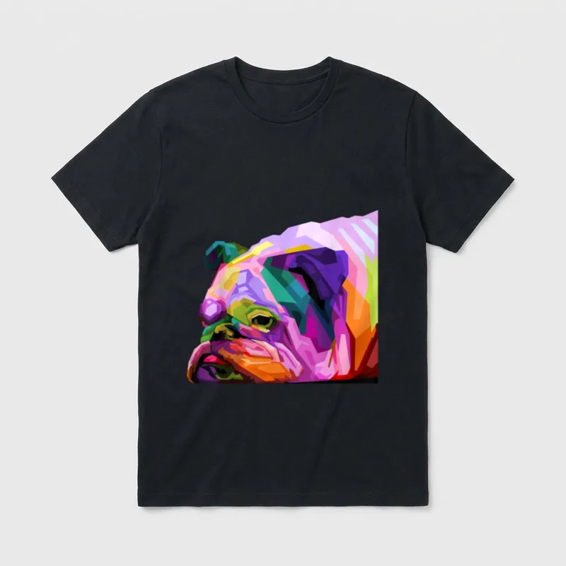 Englische Bulldogge Pop Art Porträt T-Shirt – Klassisches T-Shirt in Schwarz