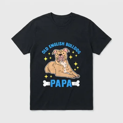 Old English Bulldog Papa Herrchen T-Shirt – Klassisches T-Shirt in Schwarz