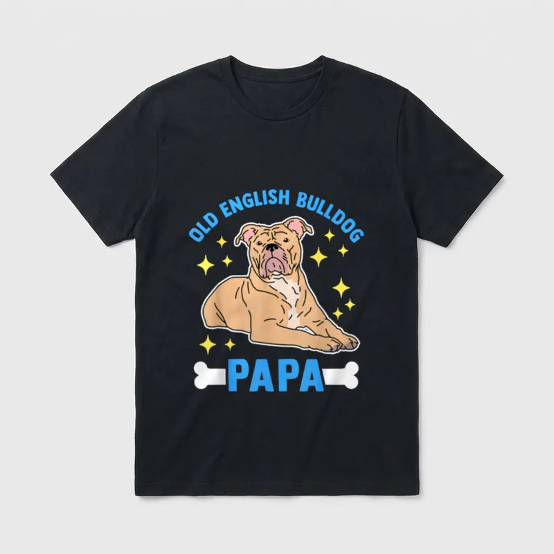Old English Bulldog Papa Herrchen T-Shirt – Klassisches T-Shirt in Schwarz