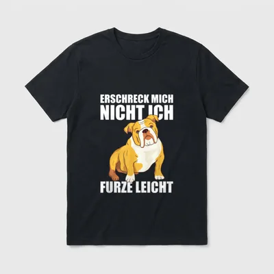 Englische Bulldogge Erschreck mich T-Shirt – Klassisches T-Shirt in Schwarz