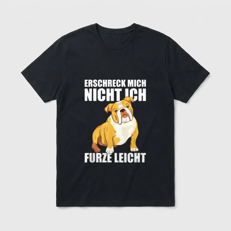 Englische Bulldogge Erschreck mich T-Shirt – Klassisches T-Shirt in Schwarz