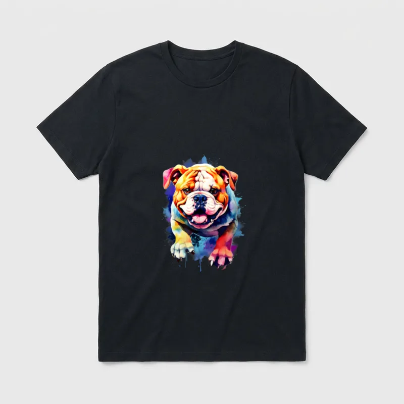 Bunte englische Bulldogge T-Shirt – Klassisches T-Shirt in Schwarz