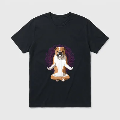 Yoga Hund Englische Bulldogge T-Shirt – Klassisches T-Shirt in Schwarz