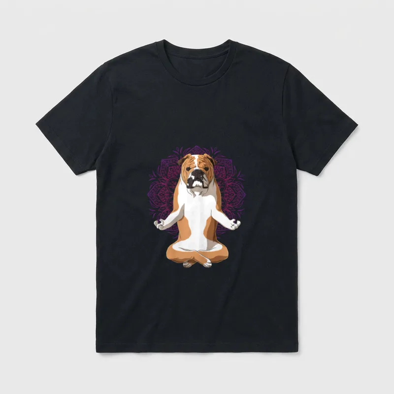 Yoga Hund Englische Bulldogge T-Shirt – Klassisches T-Shirt in Schwarz