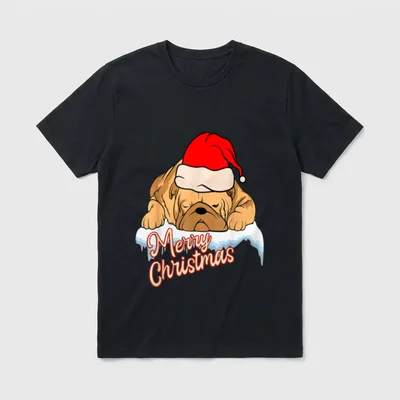 Englische Bulldogge Weihnachten T-Shirt – Klassisches T-Shirt in Schwarz