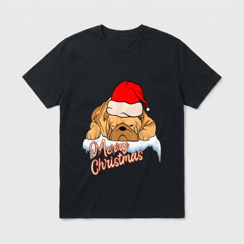 Englische Bulldogge Weihnachten T-Shirt – Klassisches T-Shirt in Schwarz