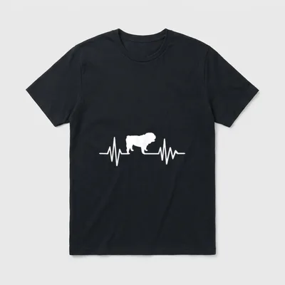 Englische Bulldogge Puls T-Shirt – Klassisches T-Shirt in Schwarz