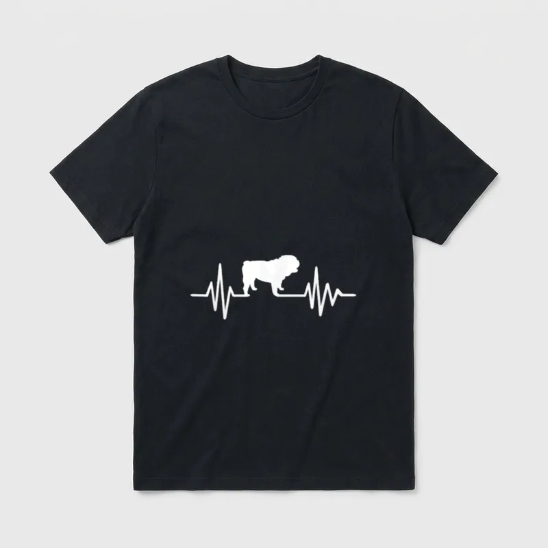 Englische Bulldogge Puls T-Shirt – Klassisches T-Shirt in Schwarz