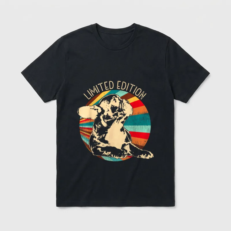 Retro Französische Bulldogge & T-Shirt – Klassisches T-Shirt in Schwarz