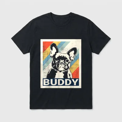 Retro Französische Bulldogge & T-Shirt 0007 – Klassisches T-Shirt in Schwarz