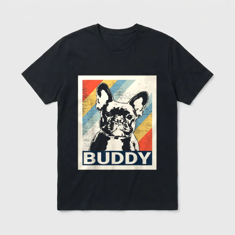 Retro Französische Bulldogge & T-Shirt 0007 – Klassisches T-Shirt in Schwarz