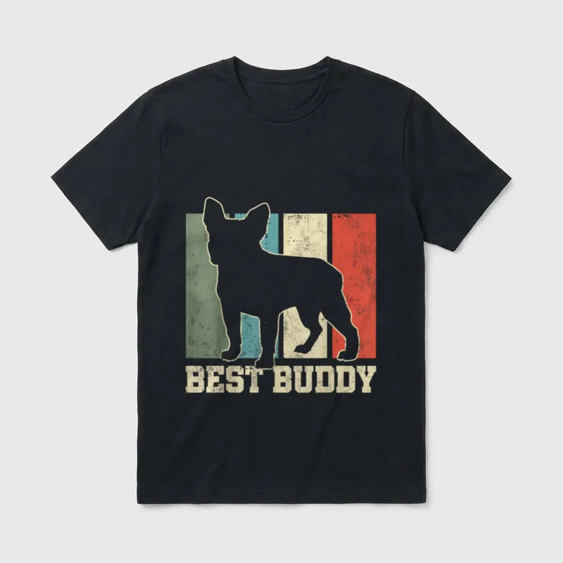 Französische Bulldogge T-Shirt 0015 – Klassisches T-Shirt in Schwarz