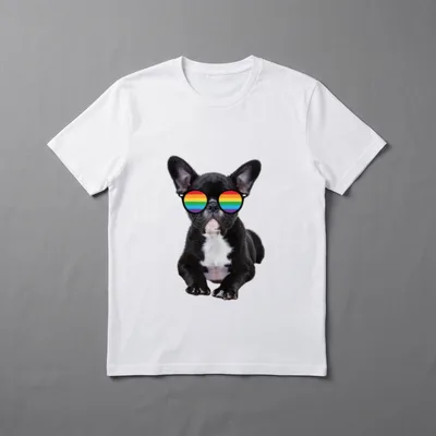 Französische Bulldogge in LGBTQIA+ T-Shirt – Klassisches T-Shirt in Schwarz