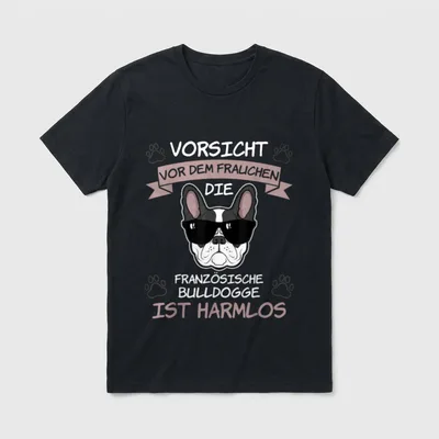 Vorsicht vor dem Frauchen Französische T-Shirt – Klassisches T-Shirt in Schwarz