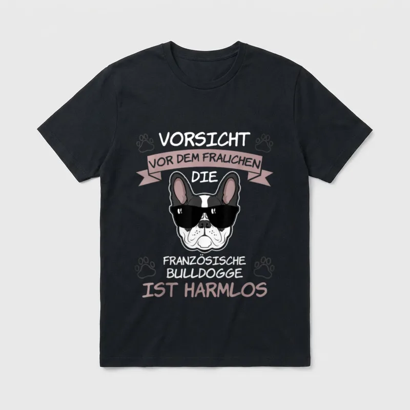 Vorsicht vor dem Frauchen Französische T-Shirt – Klassisches T-Shirt in Schwarz