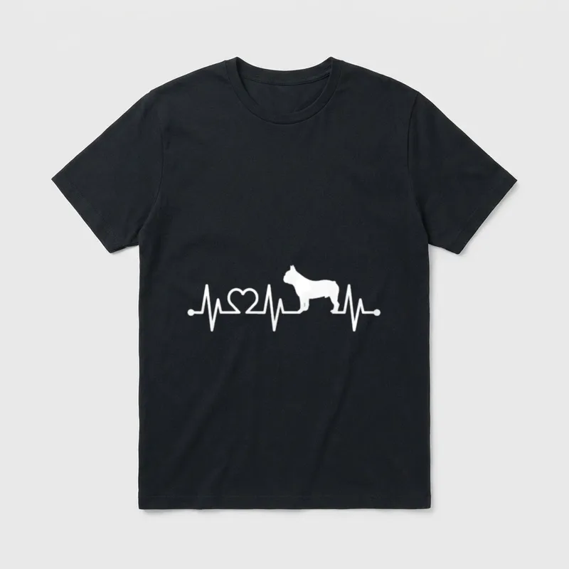 Frenchie EKG Herzschlag Französische T-Shirt – Klassisches T-Shirt in Schwarz