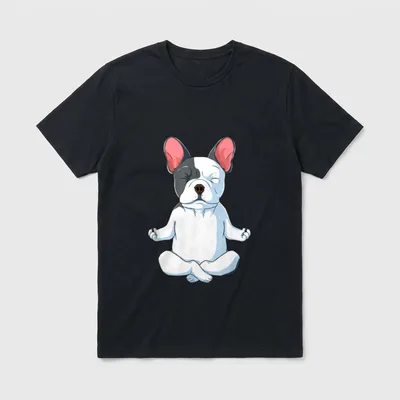 Yoga Frenchie Hund Französische T-Shirt – Klassisches T-Shirt in Schwarz