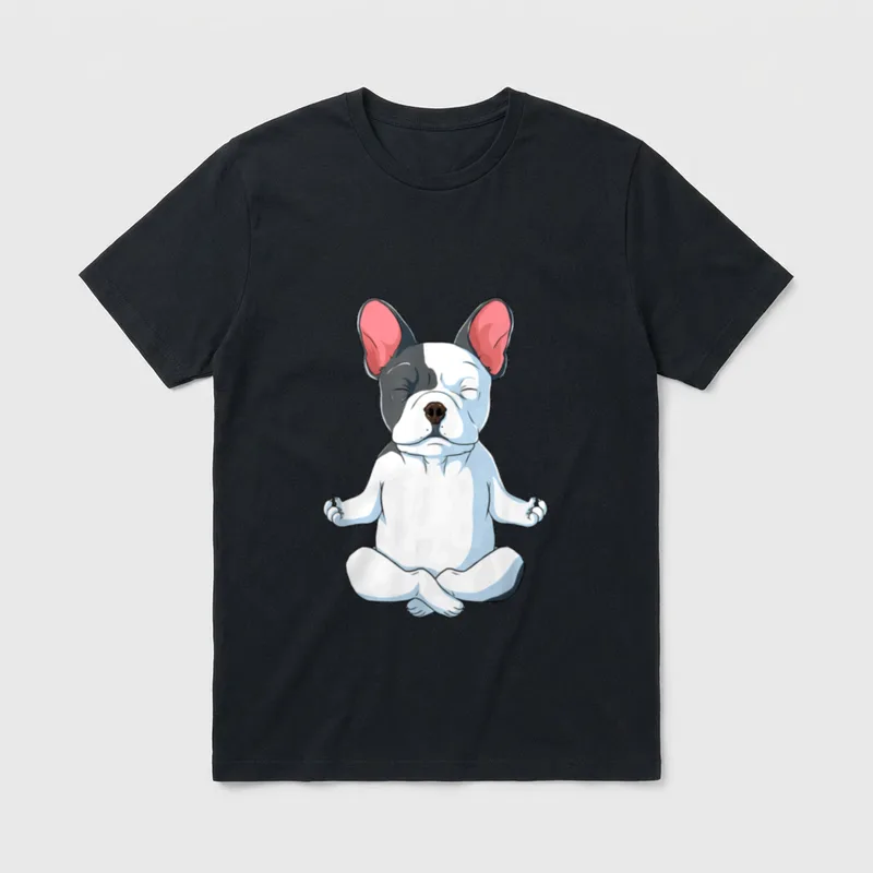 Yoga Frenchie Hund Französische T-Shirt – Klassisches T-Shirt in Schwarz