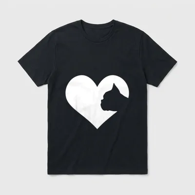 Bulldogge Herz Silhouette Französische T-Shirt – Klassisches T-Shirt in Schwarz