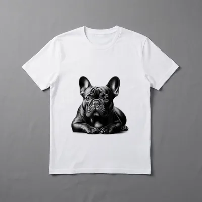 Süße französische Bulldogge in liegender T-Shirt – Klassisches T-Shirt in Schwarz