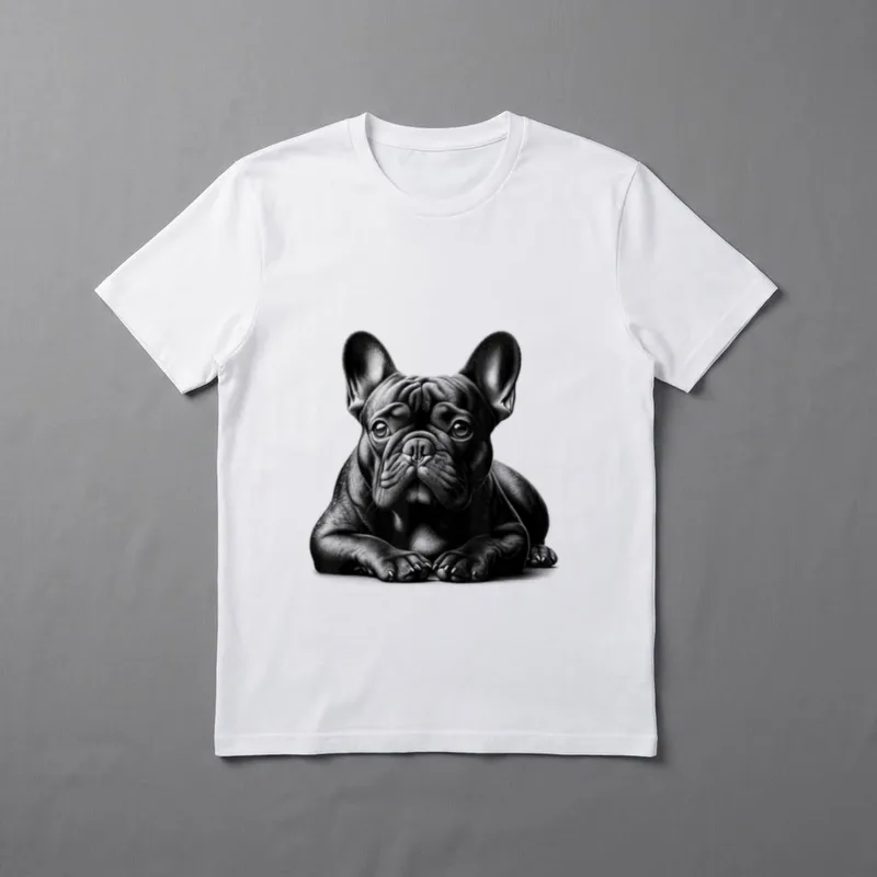 Süße französische Bulldogge in liegender T-Shirt – Klassisches T-Shirt in Schwarz