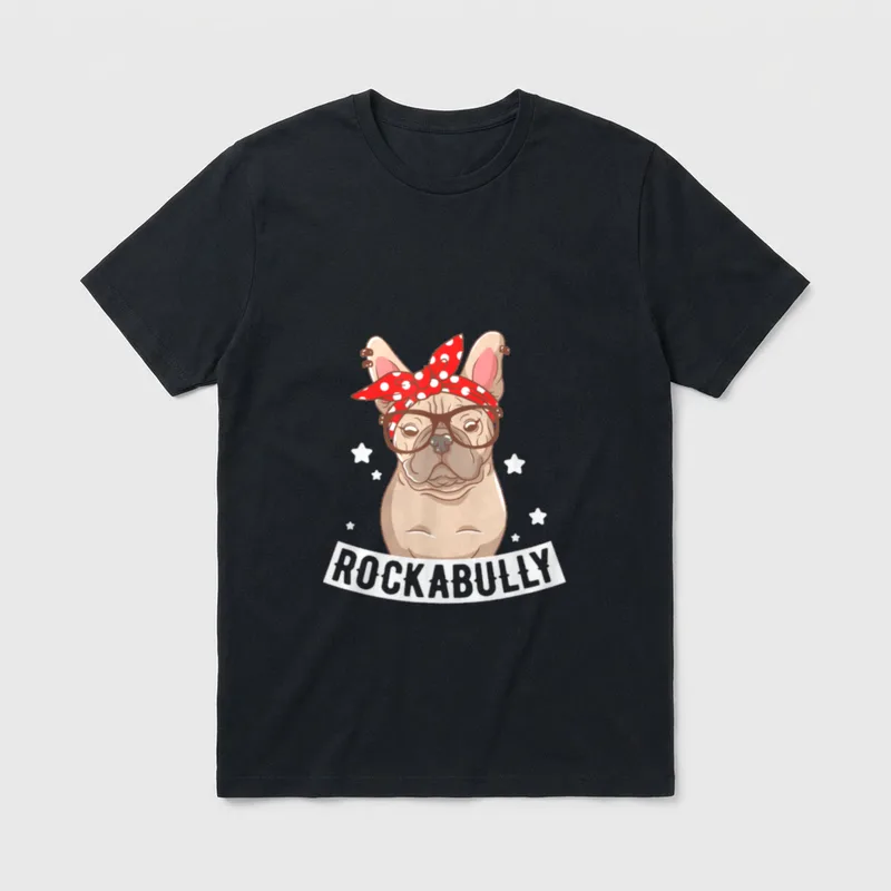 Rockabully Französische Bulldogge Frauchen T-Shirt – Klassisches T-Shirt in Schwarz