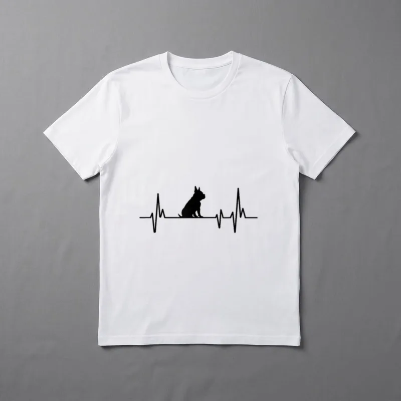 Heartbeat Herzschlag Design Französische T-Shirt – Klassisches T-Shirt in Schwarz