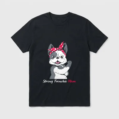 Strong Frenchie Mom Französische T-Shirt – Klassisches T-Shirt in Schwarz