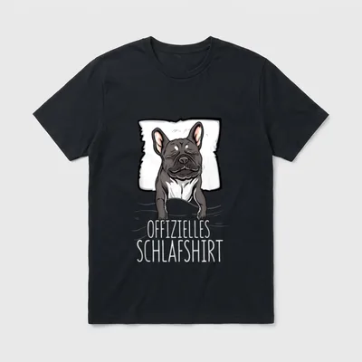 Offizielles Schlafshirt französische Bulldogge T-Shirt 0099 – Klassisches T-Shirt in Schwarz