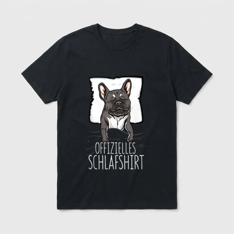 Offizielles Schlafshirt französische Bulldogge T-Shirt 0099 – Klassisches T-Shirt in Schwarz