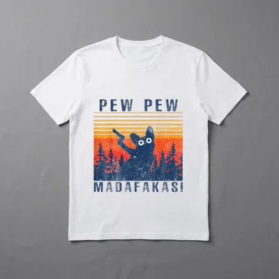 PEW PEW MADAFAKAS FRANZÖSISCHE T-Shirt 0101 – Klassisches T-Shirt in Schwarz