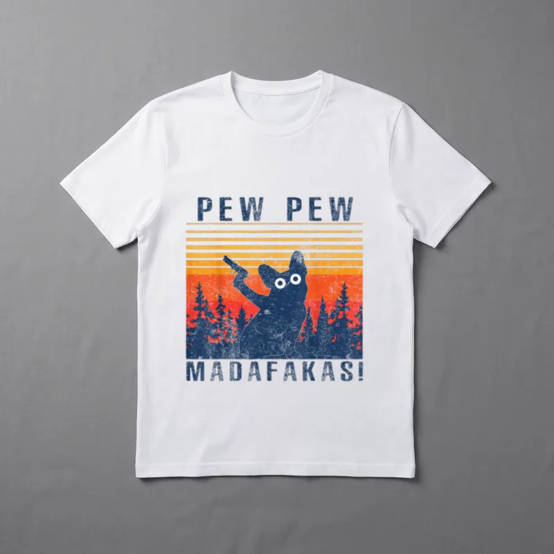 PEW PEW MADAFAKAS FRANZÖSISCHE T-Shirt 0101 – Klassisches T-Shirt in Schwarz