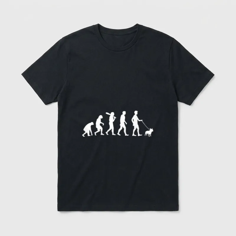 Französische Bulldogge Lustiges Evolution T-Shirt – Klassisches T-Shirt in Schwarz