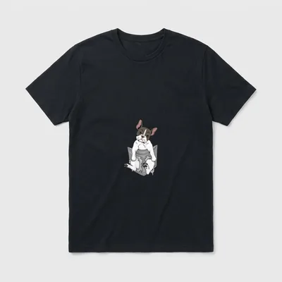 Französische Bulldogge in Brusttasche T-Shirt – Klassisches T-Shirt in Schwarz