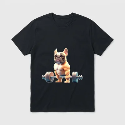 Französische Bulldogge Bodybuilding Frenchie T-Shirt 0117 – Klassisches T-Shirt in Schwarz