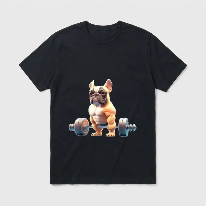 Französische Bulldogge Bodybuilding Frenchie T-Shirt 0117 – Klassisches T-Shirt in Schwarz