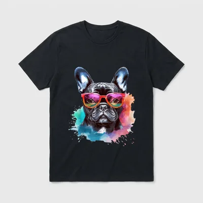 Aquarell Französische Bulldogge T-Shirt 0122 – Klassisches T-Shirt in Schwarz