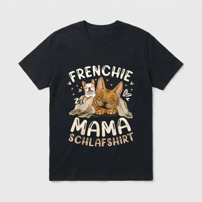 Frenchie Mama Schlafshirt Französische T-Shirt – Klassisches T-Shirt in Schwarz