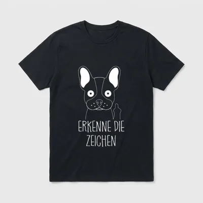 Französische Bulldogge zeigt Mittelfinger T-Shirt – Klassisches T-Shirt in Schwarz