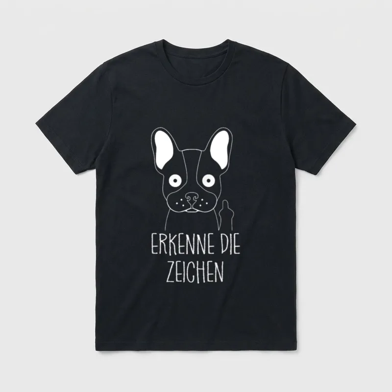 Französische Bulldogge zeigt Mittelfinger T-Shirt – Klassisches T-Shirt in Schwarz
