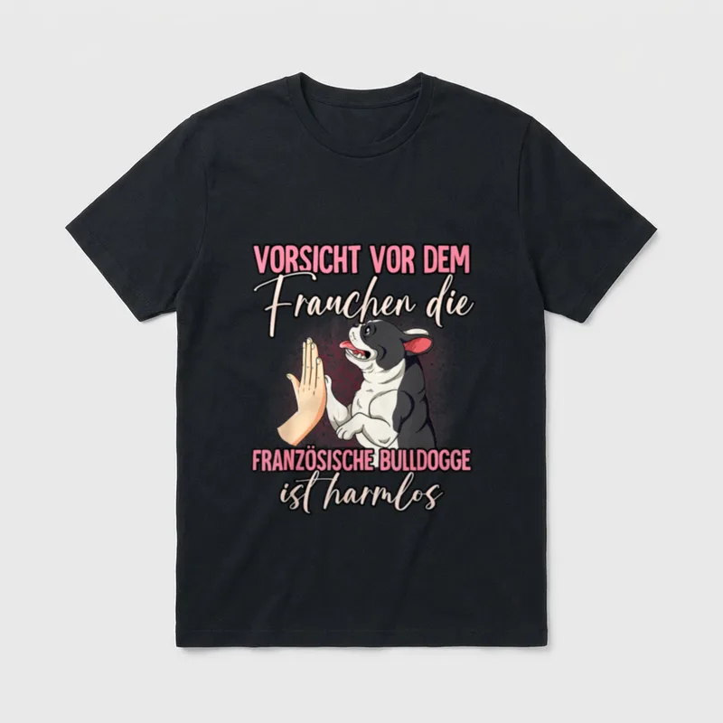 Vorsicht Vor Dem Frauchen T-Shirt 0138 – Klassisches T-Shirt in Schwarz