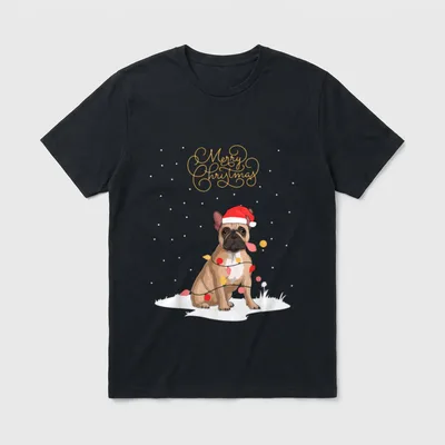 Frenchie Santa Xmas Frohe T-Shirt – Klassisches T-Shirt in Schwarz