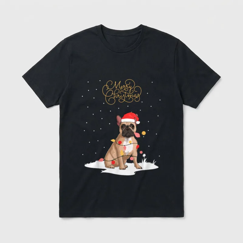 Frenchie Santa Xmas Frohe T-Shirt – Klassisches T-Shirt in Schwarz
