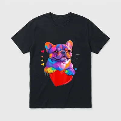 Französische Bulldogge Bunte Bulldogge T-Shirt – Klassisches T-Shirt in Schwarz