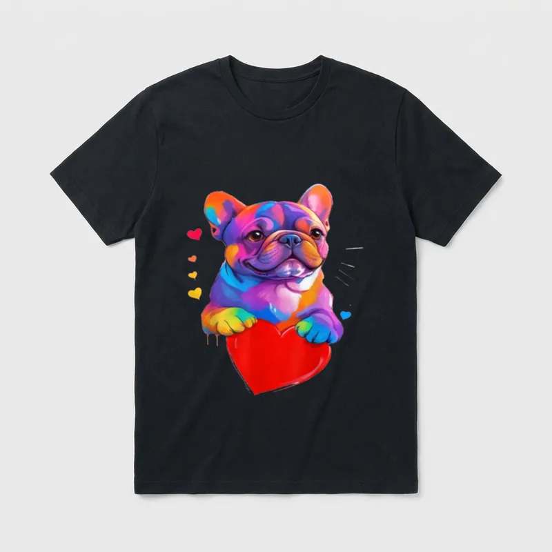 Französische Bulldogge Bunte Bulldogge T-Shirt – Klassisches T-Shirt in Schwarz