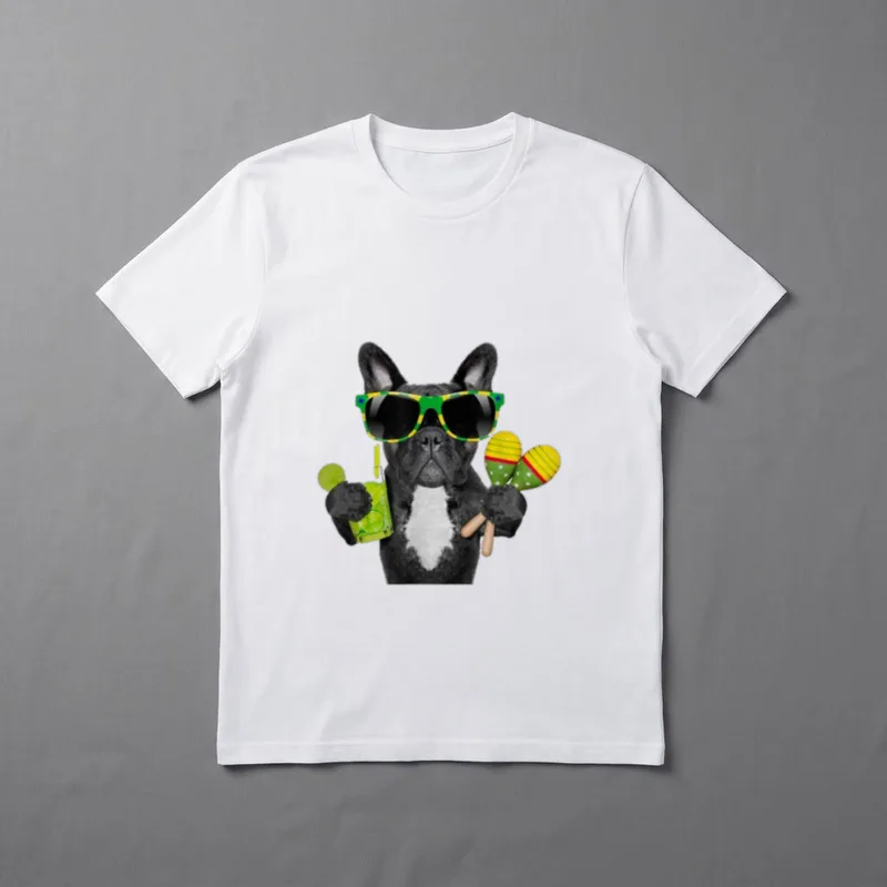Party French Bulldog T-Shirt – Klassisches T-Shirt in Schwarz