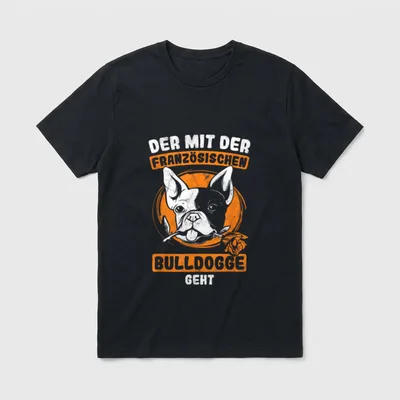 Der Mit Französischen Bulldogge Geht T-Shirt – Klassisches T-Shirt in Schwarz