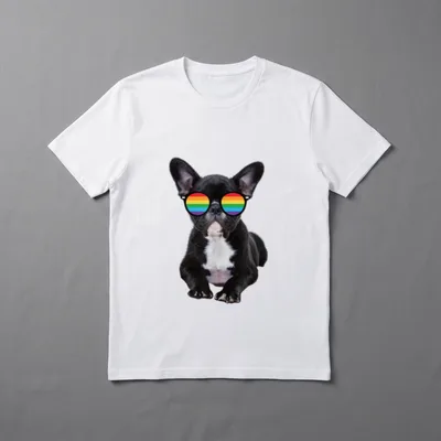 Französische Bulldogge LGBT Regenbogen T-Shirt – Klassisches T-Shirt in Schwarz